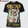 Boston Celtics Gold The Metal Editions SLAM Presents 18 Rings 3D Shirt 1 cheap