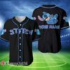 Custom Disney Stitch Smiling Blue Black Baseball Jersey 11 1