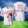 Custom Disney White Pink Girlfriend Angel Stitch Baseball Jersey 11 1