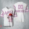 Custom Disney White Pink Girlfriend Angel Stitch Baseball Jersey 2 2