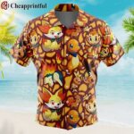 Fire Type Starters Pokemon Button Up Hawaiian Shirt 1 1