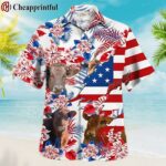 Gelbvieh In American Flag Flower Hawaiian Shirt 1 1