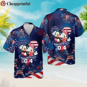 Mickey Minnie Fireworks Independence Day Hawaiian Shirt 1 1