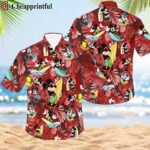 Mickey Mouse Surfing Red Patterns Summer Tropical Disney Hawaiian Shirt 1