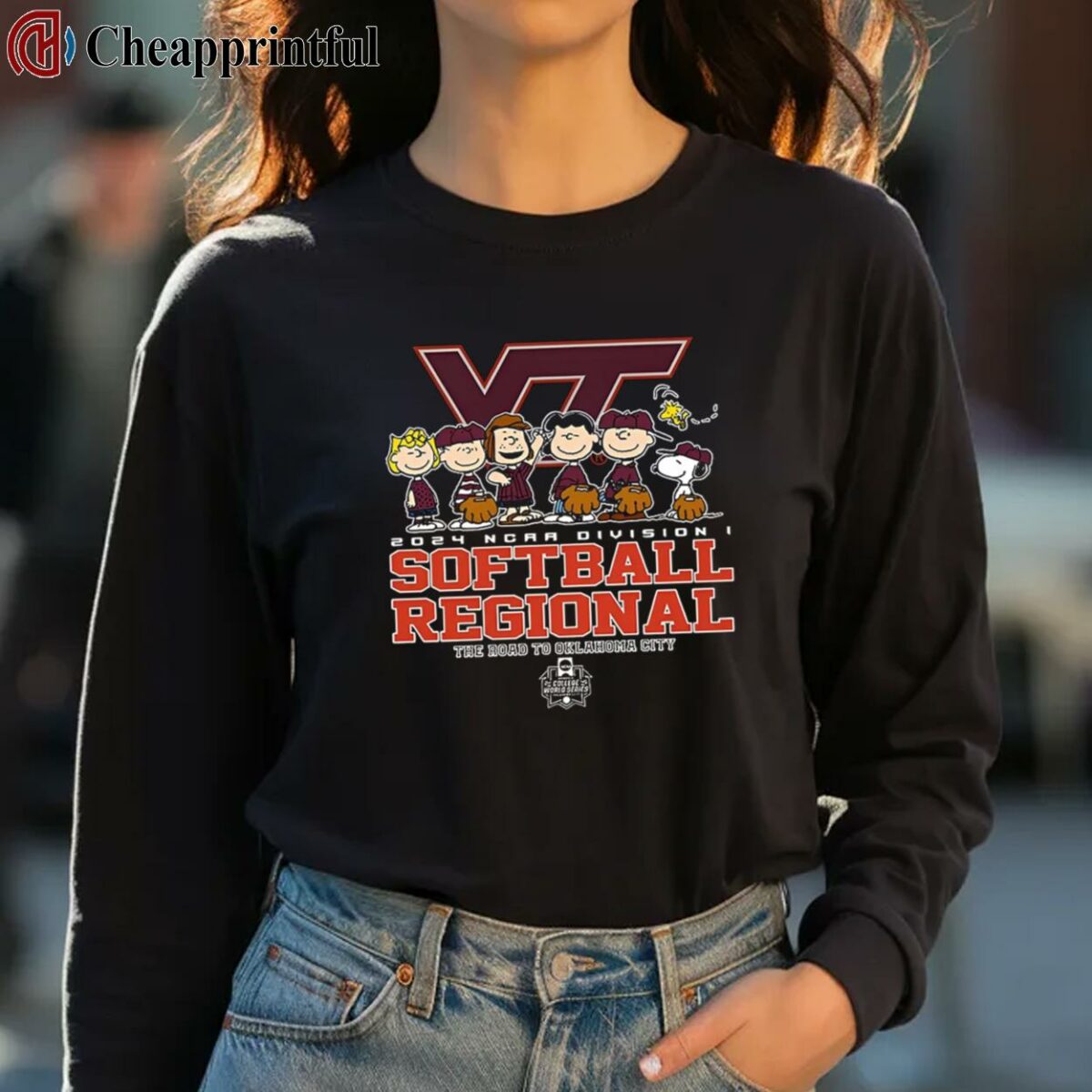 Peanuts Virginia Tech Hokies 2024 NCAA Division I Softball Regional The Road To Oklahoma City Shirt 4 long sleeve shirt