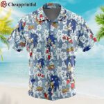 Sonic Pattern Sonic The Hedgehog Button Up Hawaiian Shirt 1 1