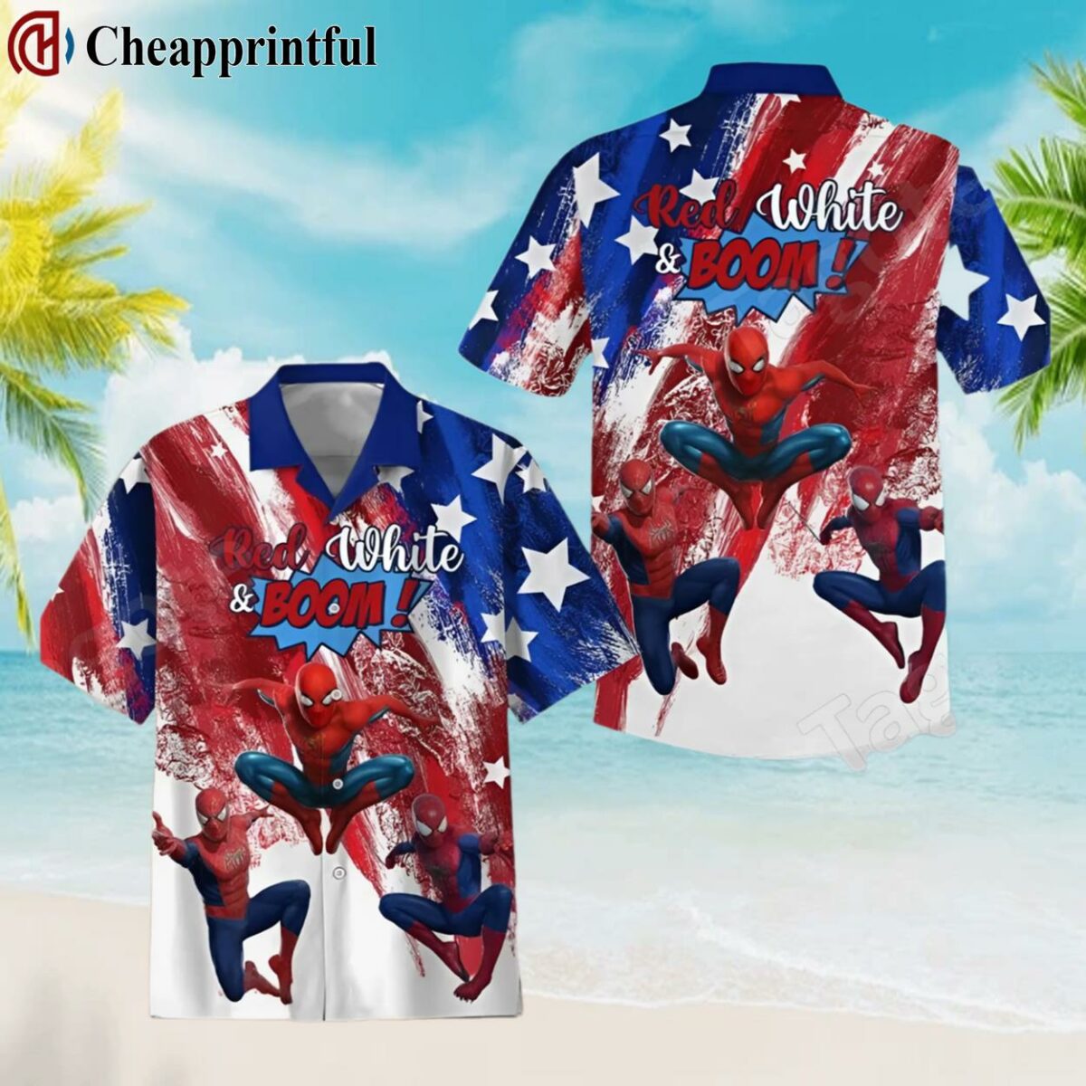 Spiderman Red White And Boom American Flag Independence Day Hawaiian Shirt 1 1