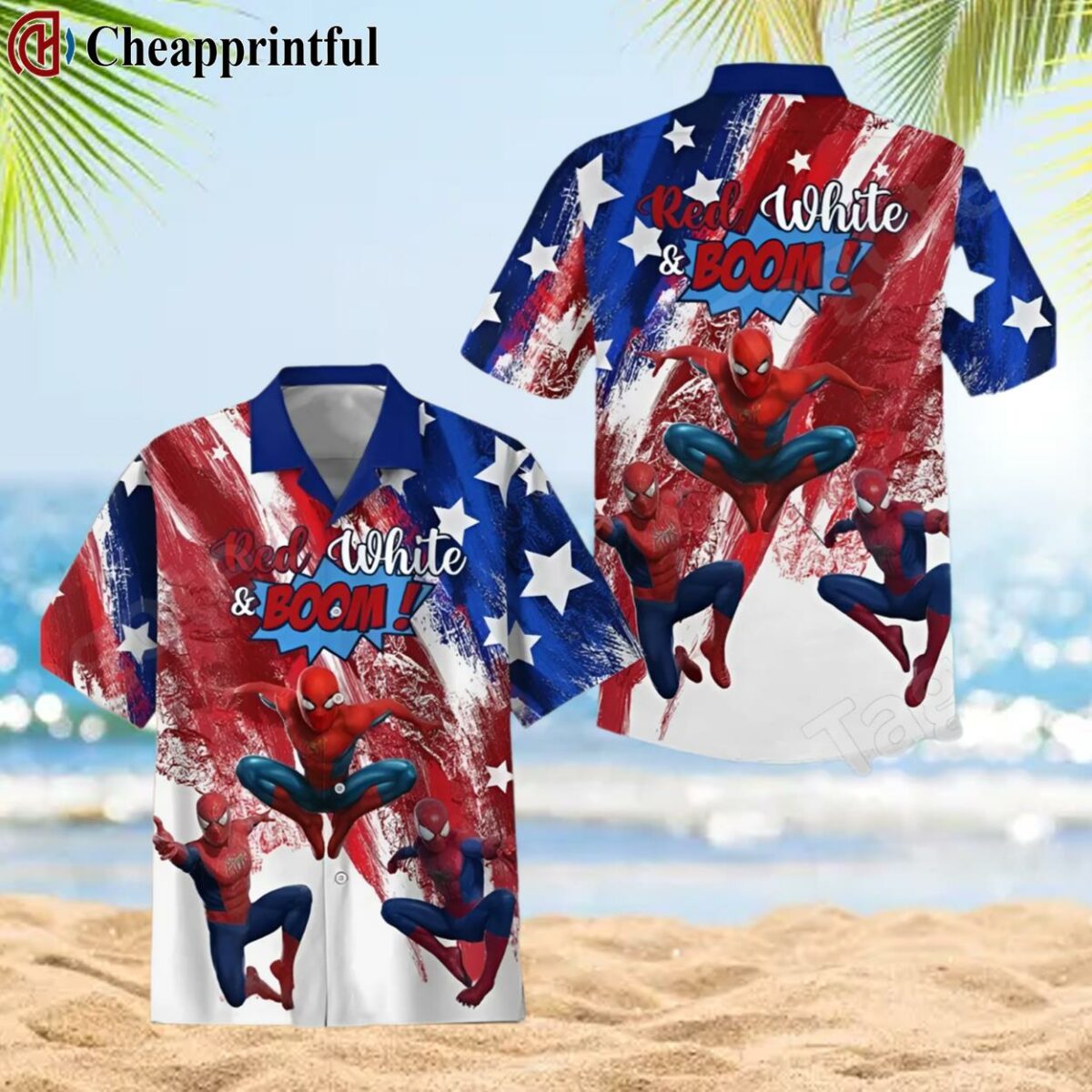 Spiderman Red White And Boom American Flag Independence Day Hawaiian Shirt 2 2