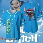 Stitch Blue White Custom Name Disney Baseball Jersey 1 1