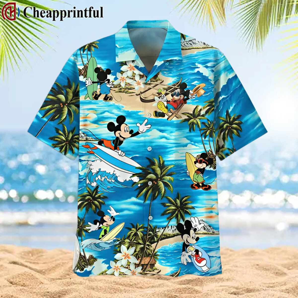 Summer Beach Mickey Surfboard Disney Hawaiian Shirt 1