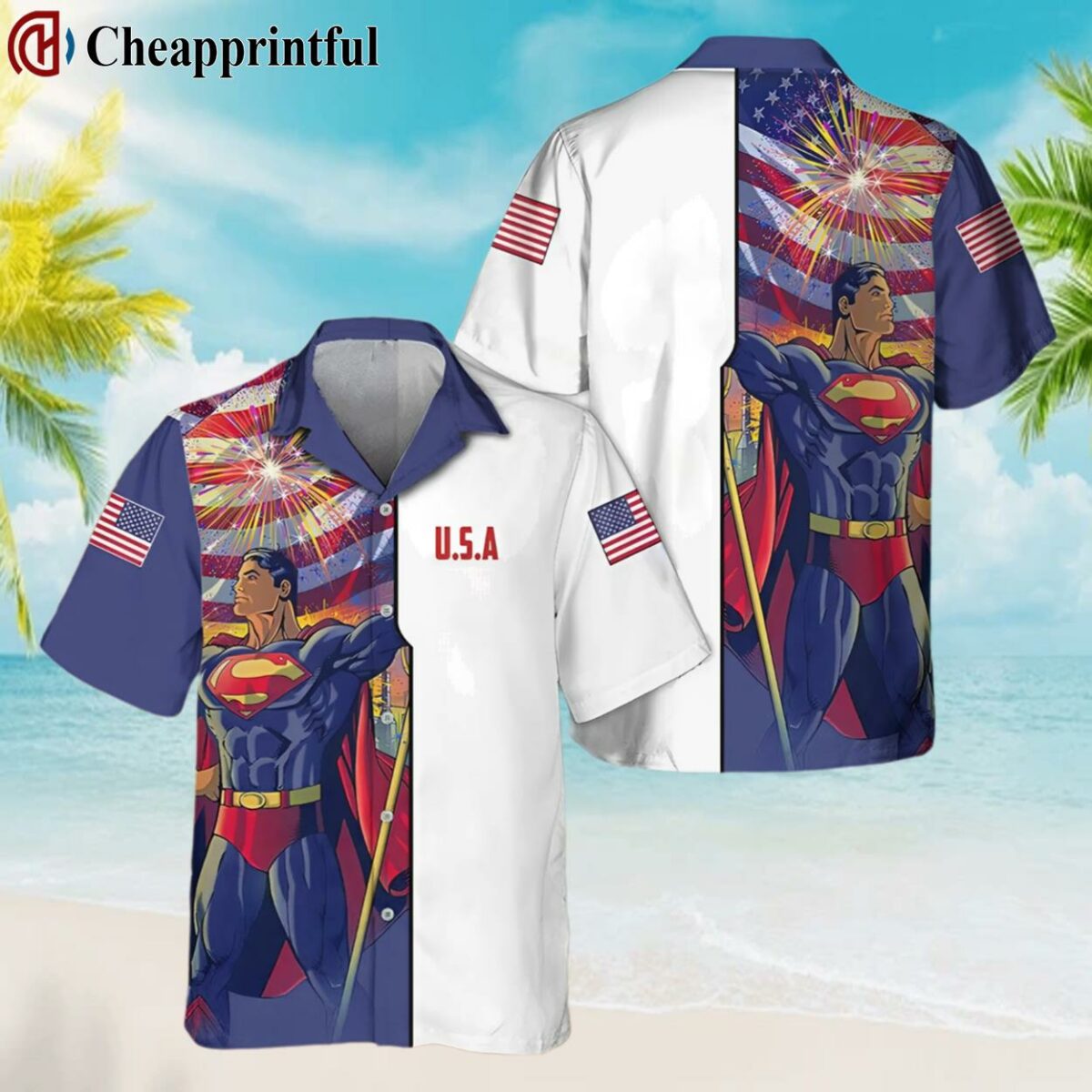 Superman USA Flag Fourth Of July Hawaiian Shirt 1 1