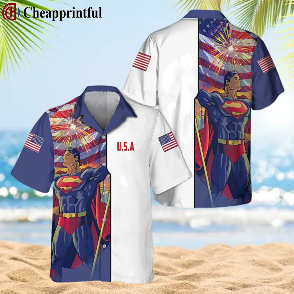 Superman USA Flag Fourth Of July Hawaiian Shirt 2 2