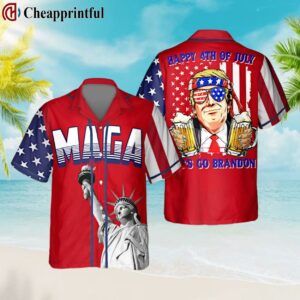 Trump 2024 MAGA Happy Independence Day Let's Go Brandon Hawaiian Shirt 1 1