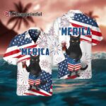 Black Cat American Flag Hawaiian Shirt 1 1