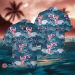 Stitch And Angel Cartoon Lilo And Stitch Aloha Means Family 3D Hawaiian Shirt 1 1