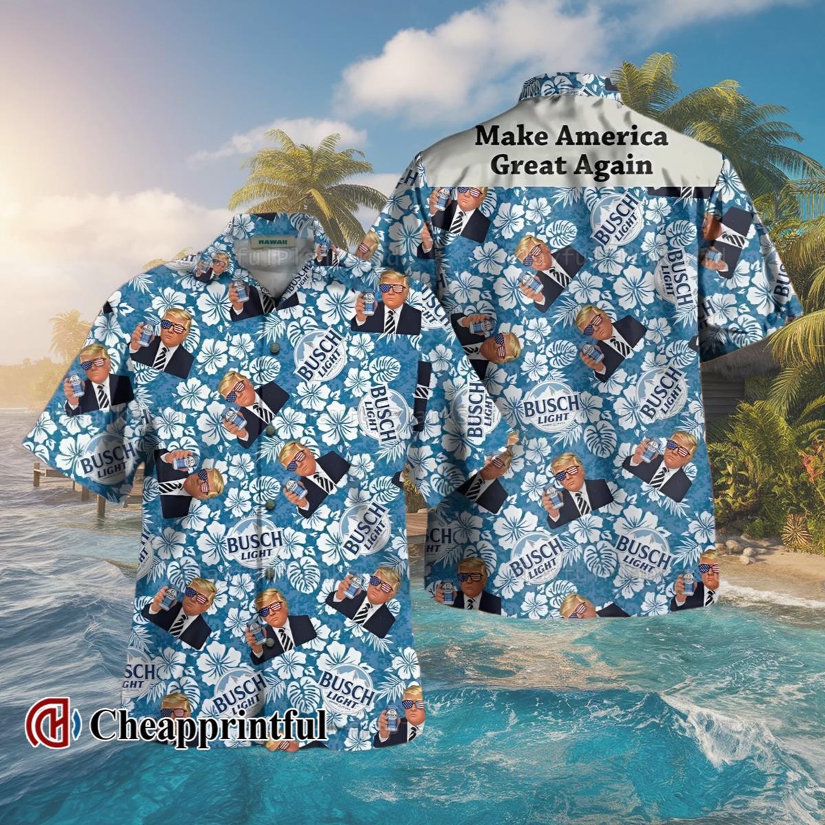 Trump Make America Great Again Busch Light Hawaiian Shirt 2 2